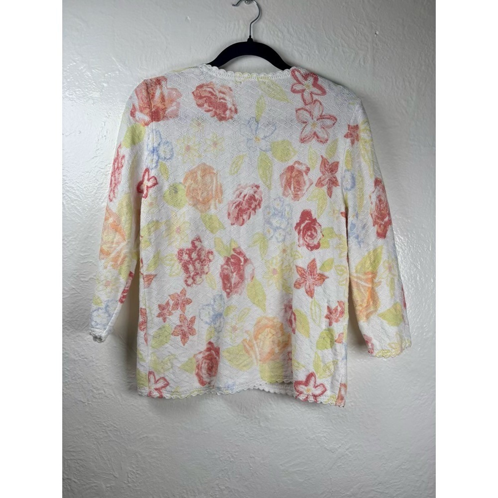 Vintage Christopher & Banks Floral Zip Up Cardigan Sweater Small Cottage Grandma - Picture 2 of 15
